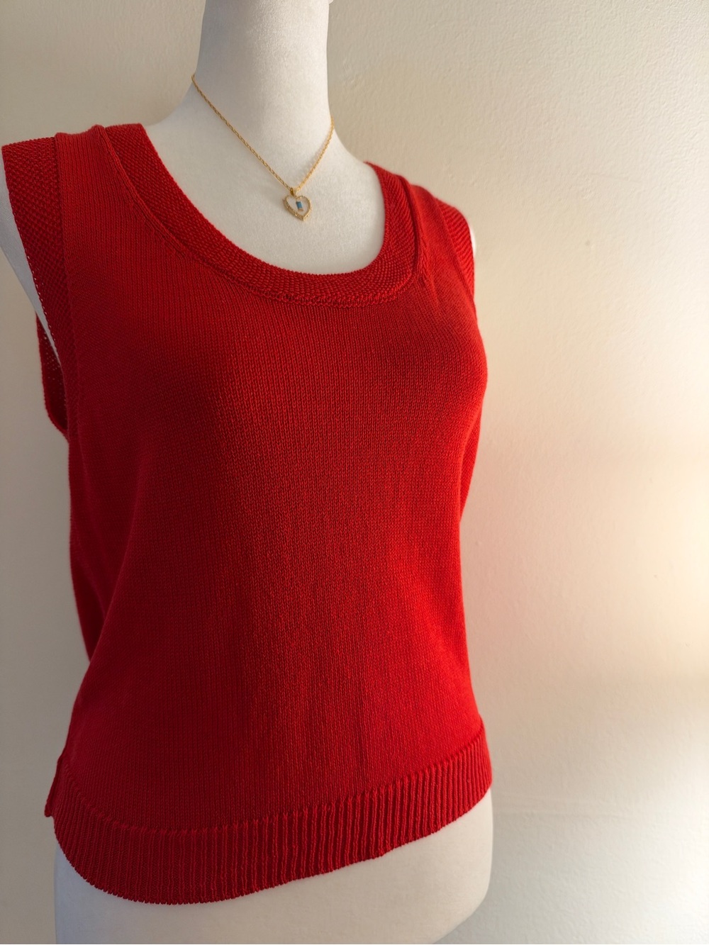Max Studio Red Knit Scoop Neck Tank Top